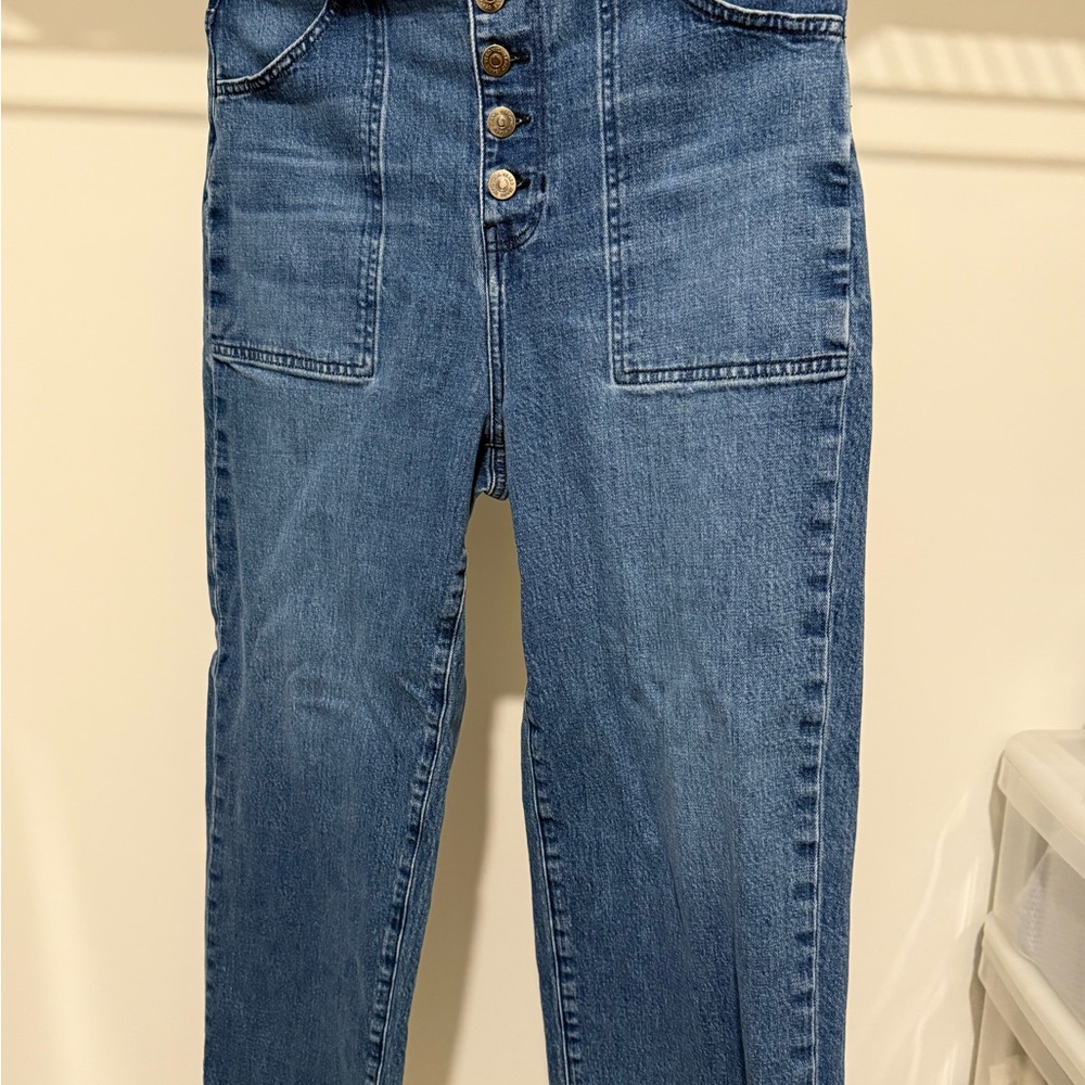 Veronica Beard Crosbie Cropped Wide Leg High-Waisted Jeans